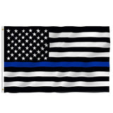 3x5 USA Police Flag Thin Blue Line Printed Stripe with Brass Grommets