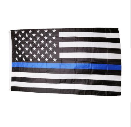 3x5 USA Police Flag Thin Blue Line Printed Stripe with Brass Grommets