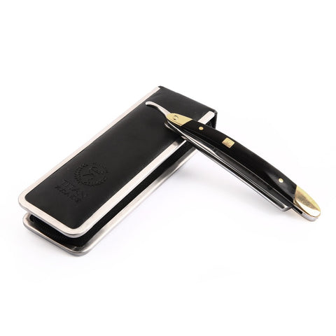 Titan Japan VG-10HZ Blade Straight Razor Kit Black Ebony Wood Handle