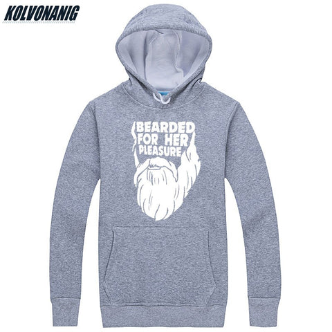 Men's Winter Hoody Bearded For Her Pleasure Print Sweatshirt