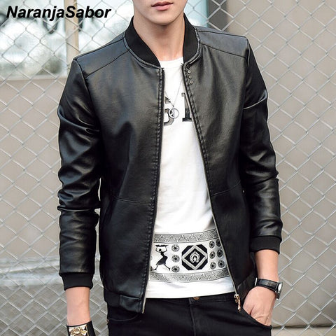 Men's  Faux Leather Slim Fit Jacket