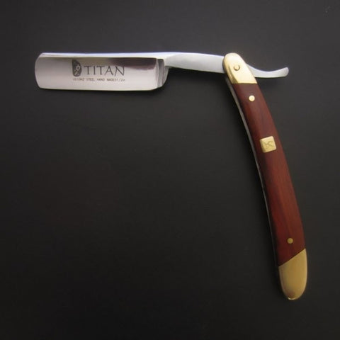Titan Wooden handle straight blade razor