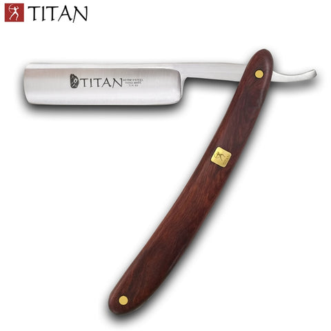 Titan Mahogony handle straight razor ACRM-2 steel blade w. case